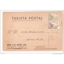Tarjeta postal circulada de alicante 1942