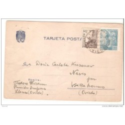 Tarjeta  postal circulada de 1947 circulada llaneo oviedo