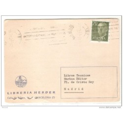Tarjeta  circulada de 1964  matasello rodillo  barcelona