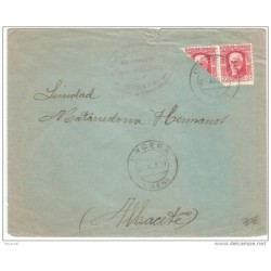 Carta con sello visectado y matasellos orcera Jaen 1937