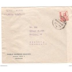 Carta con censura militar de Badajoz  y con vintildeeta de badajoz