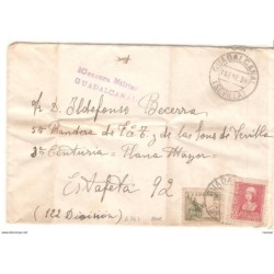 Carta con censura militar de Guadalcanal sevilla 1939 por detras con vintildeeta