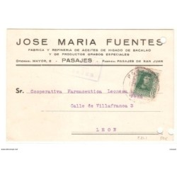 Tarjeta  con censura militar de Pasajes