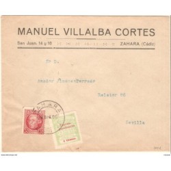Carta con matasellos Zahara cadiz 1906 con sello provincial