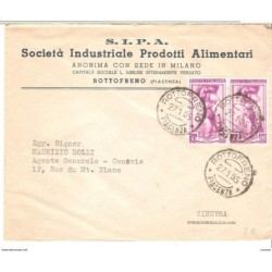 Carta de 1955 con matasellos de rottofreno piacenza