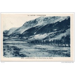 Tarjeta postal con matasellos 1947 Lanslebourg con matasellos Montcenishospice savoie