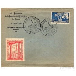 Carta con matasellos1943 centenaire de lhosteldieu con viñeta