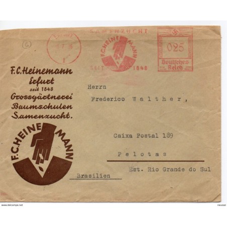 Carta con matasellos rojo Erfurt 1936