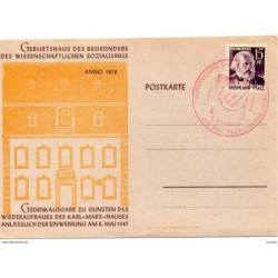 Tarjeta con matasellos  rojo 1947