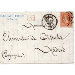 Carta con matasellos 1872 Voiron direccion madrid
