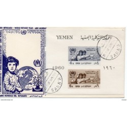 Carta con matasellos de 1960 año del refugiado Yemen