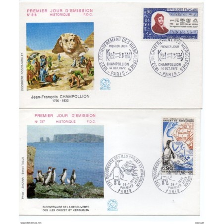 2 sobres de primer dia de francia de 1972