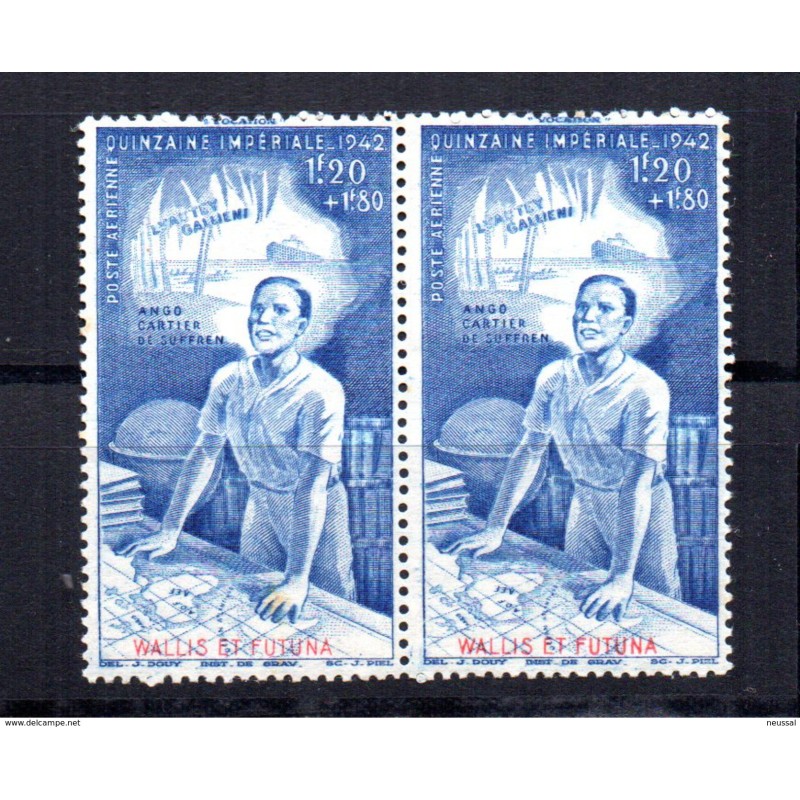 Pareja de sellos de wallis et futuna 1942 Pareja de sellos de wallis et futuna 1942