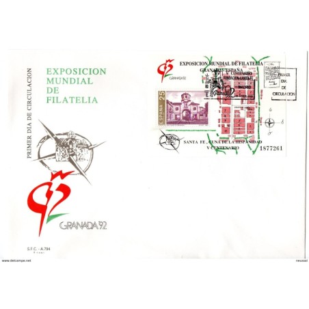 Sobre  de  primer dia  serie n3109 Granada 92