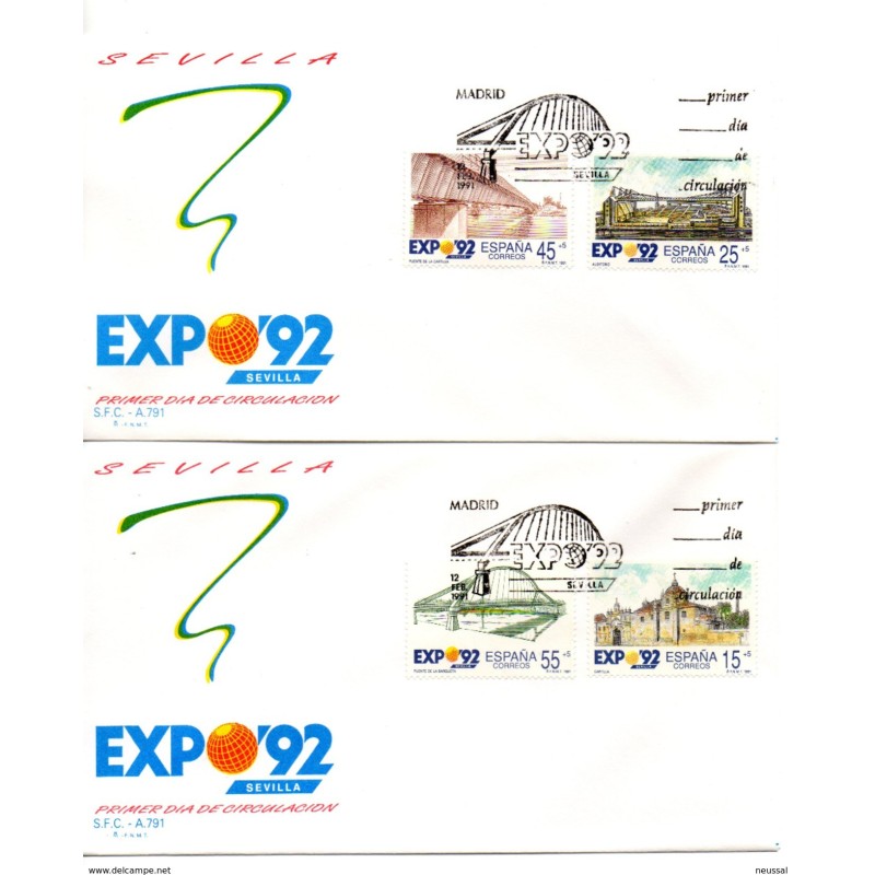 2 sobres de primer dia serie n 310003 exposicion universal de sevilla 2 sobres de primer dia serie n 310003 exposicion universal de sevilla