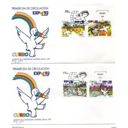 2 sobres   de  primer dia serie n 30503 expo 92