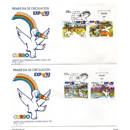 2 sobres   de  primer dia serie n 30503 expo 92