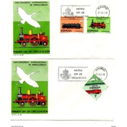 2 sobres de primer dia de trenes 1982