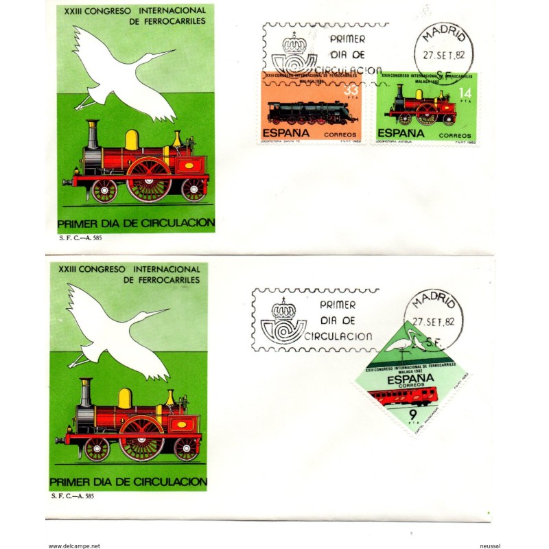 2 sobres de primer dia de trenes 1982
