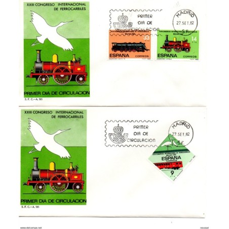 2 sobres de primer dia de trenes 1982