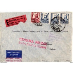 Carta de 1938 con censura militar santa cruz de tenerife 1938 dirigida suiza