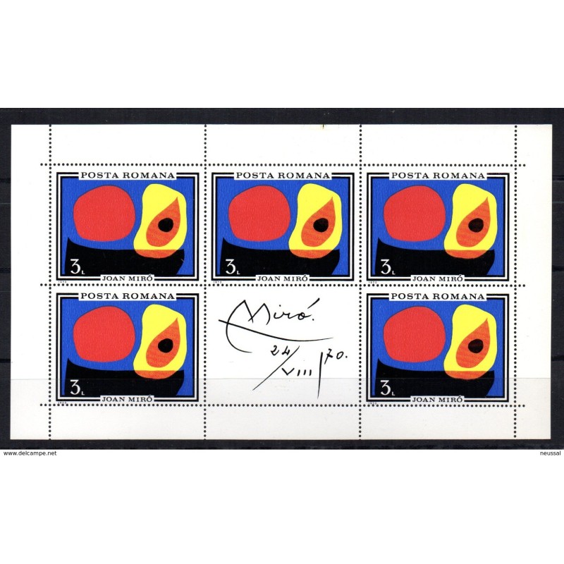 Sello n 2579 en bloque de Rumania Miro Sello n 2579 en bloque de Rumania Miro