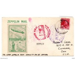 Tarjeta con matasello primer viaje Zeppelin a Sudamericasevilla 1930