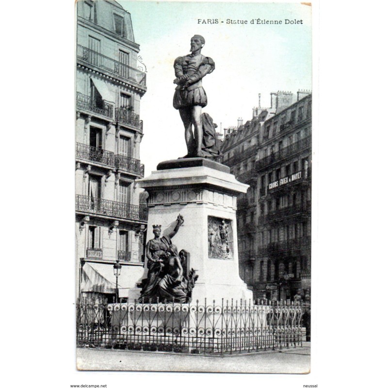 Tarjeta postal de Paris Statue detienne dolet Tarjeta postal de Paris Statue detienne dolet