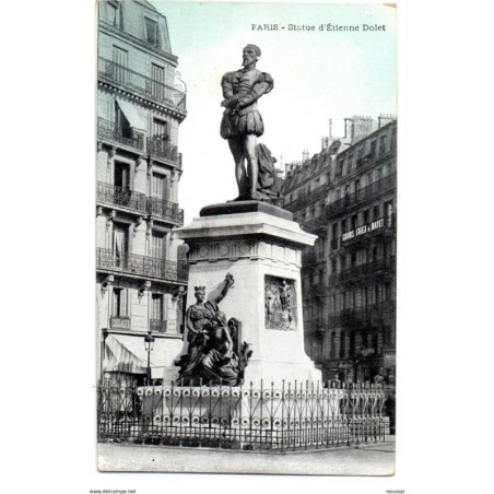 Tarjeta postal  de Paris Statue detienne dolet
