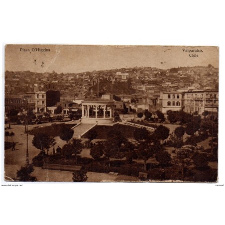 Tarjeta postal  circulada  Valparaiso Plaza ohiggins
