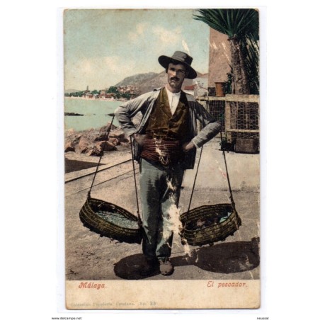 Tarjeta postal  el pescador Malaga