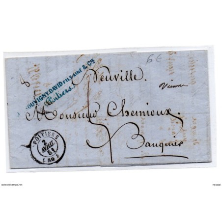 Carta prefilatelica de 1851 con matasello de poitiers