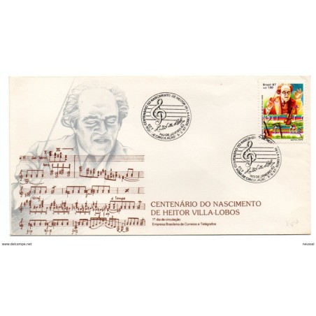Carta con matasello commemorativo  centenario do nascimiento de Heitor villalobos