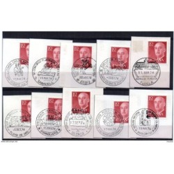 Ficha con 10  matasellos commemorativos diferentes