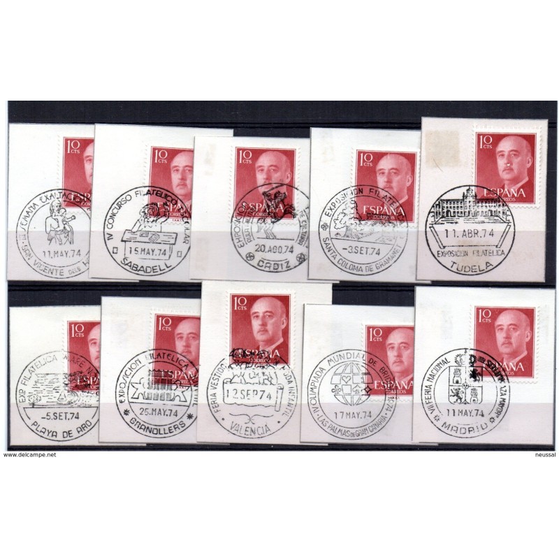 Ficha con 10 matasellos commemorativos diferentes Ficha con 10 matasellos commemorativos diferentes