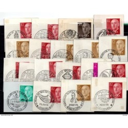 Ficha con 19  matasellos commemorativos diferentesaños 70