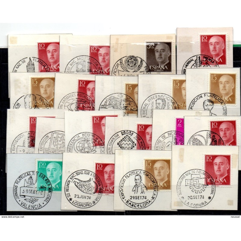Ficha con 19 matasellos commemorativos diferentesaños 70 Ficha con 19 matasellos commemorativos diferentesaños 70