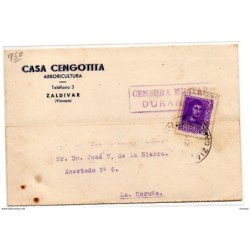 Tarjeta postal con censura militar Durango