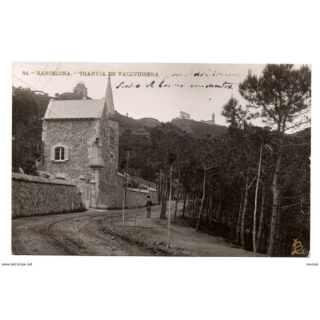 Tarjeta postal  escrita  1918   Tranvia de vallvidrera