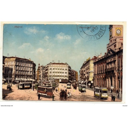 Tarjeta postal  circulada 1910 Madrid Puerta del sol