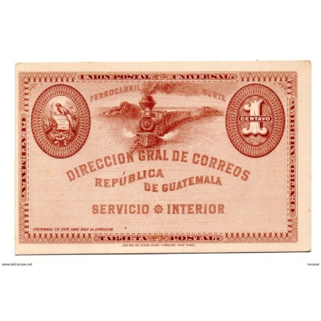 Entero postal de trenes guatemala 1centavo