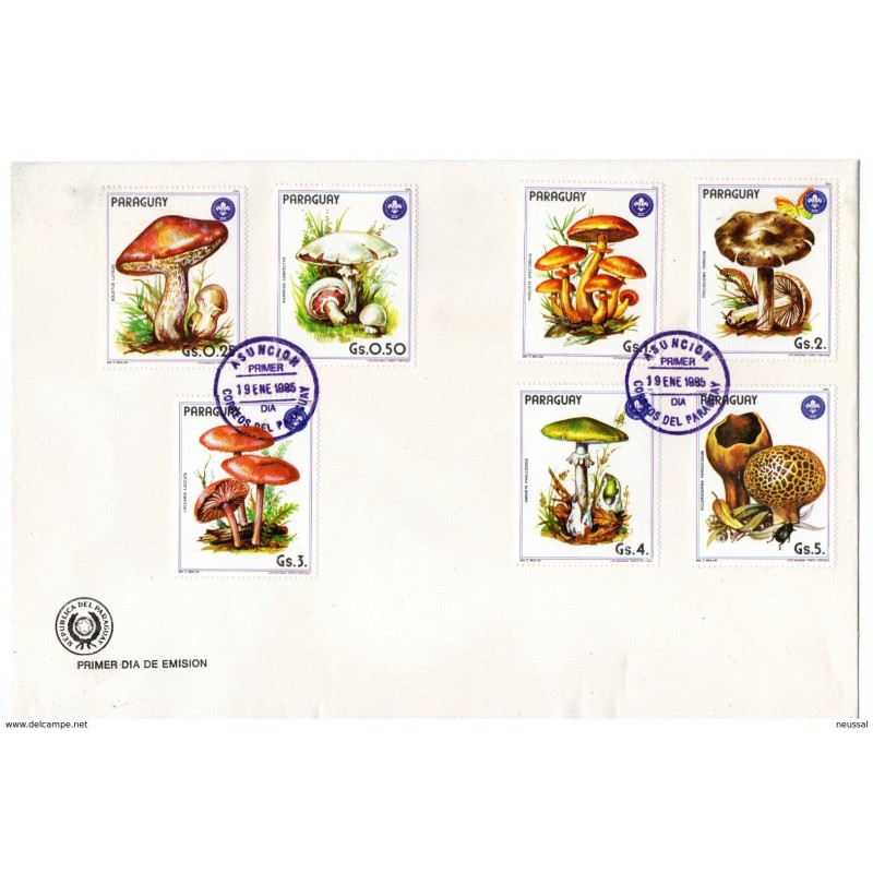 Carta con sellos de setas de paraguay Carta con sellos de setas de paraguay