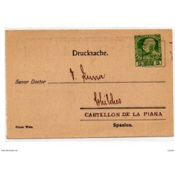 Entero postal de austria con publicidad  por detras direccion castellon de la plana