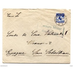 Carta con censura militar san sebastian 1937 matasello davos suiza