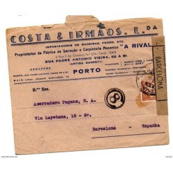 Carta de portugal con censura gubernativa barcelona  1943