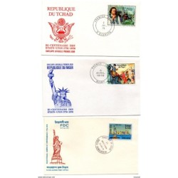 4 cartas de diferentes paises  commemorativas centenario de la independencia de estados unidos