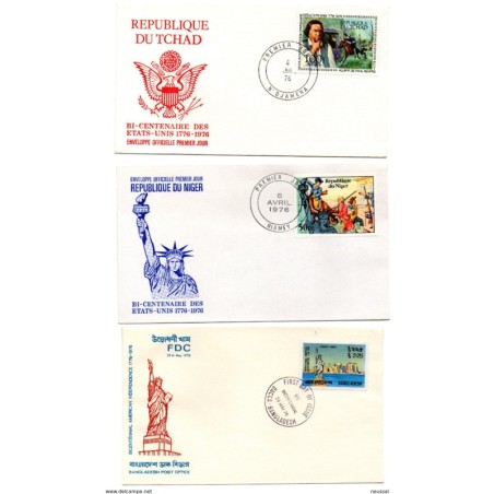 4 cartas de diferentes paises  commemorativas centenario de la independencia de estados unidos