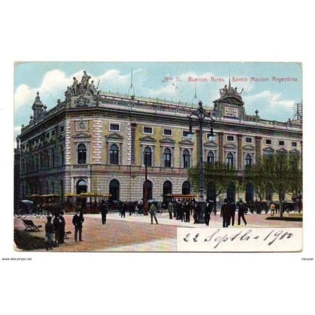 Tarjeta postal de  buenos aires banco nacional de argentina circulada 1910