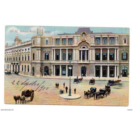 Tarjeta postal de  buenos aires la bolsa circulada 1910