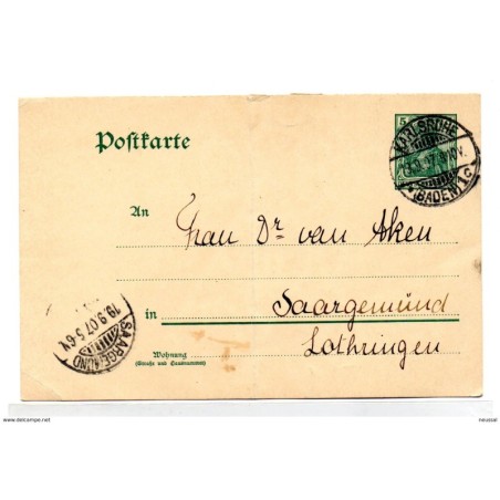Entero postal matasello 1907  alemania